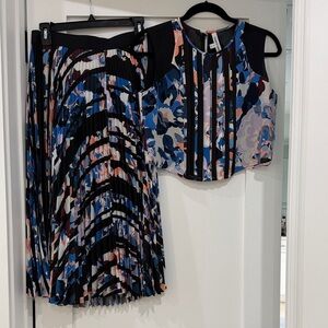 Elizabeth and James Asymmetrical Dress in Blue and Black